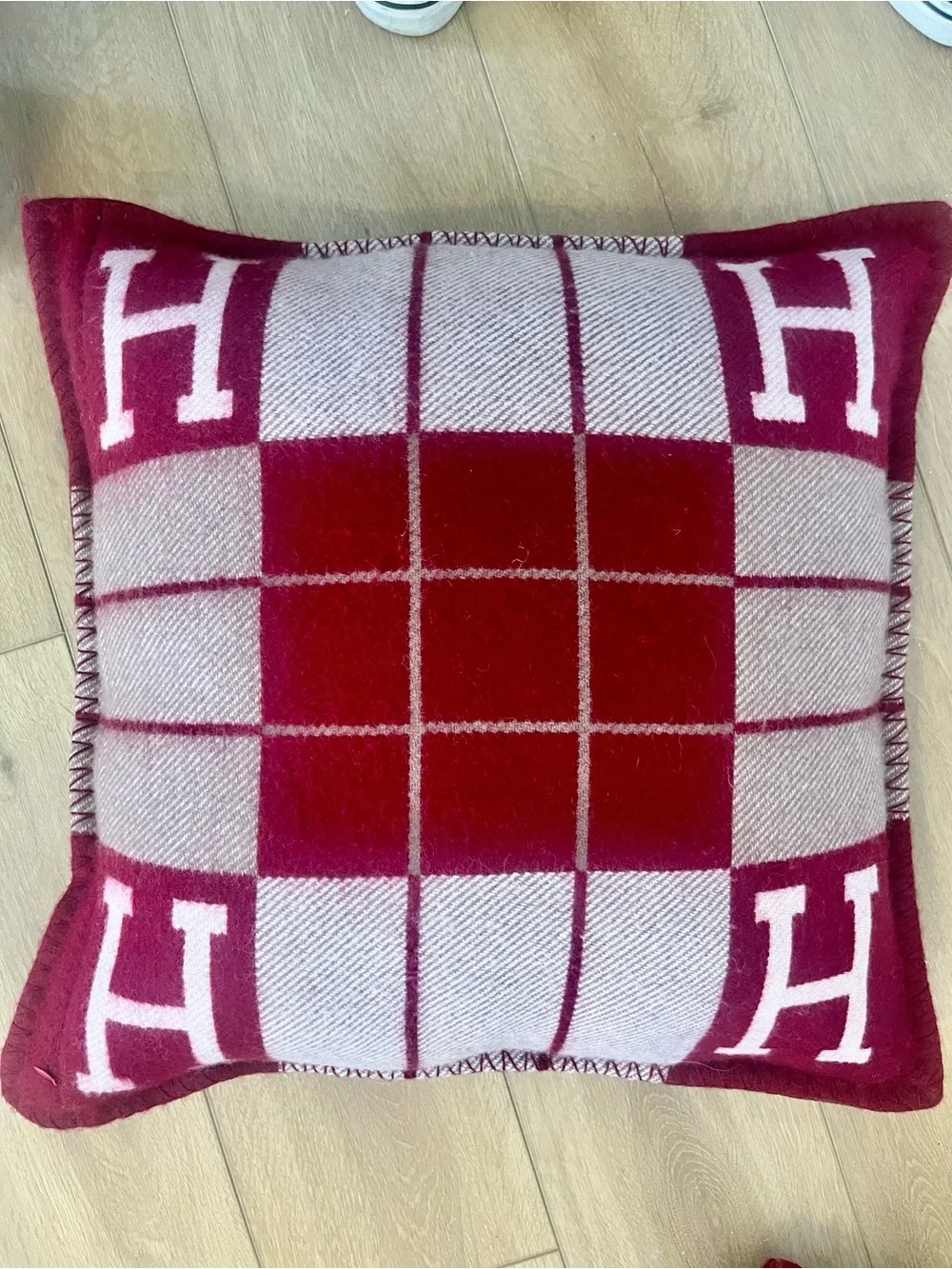 Burgundy H Logo Throw Blanket and Pillow Set